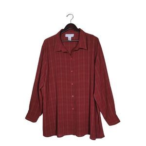 Maggie McNaughton Women's Long Sleeves Button-Up Checkered Blouse Shirt Size 3X